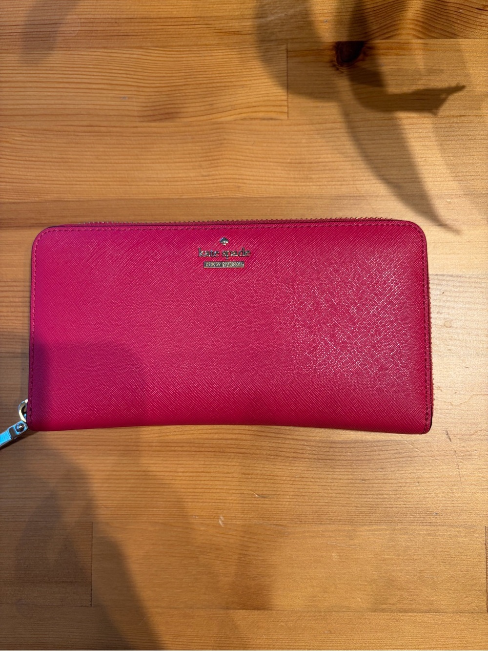 kate spade Hot Pink Zip-Around Saffiano Leather Wallet